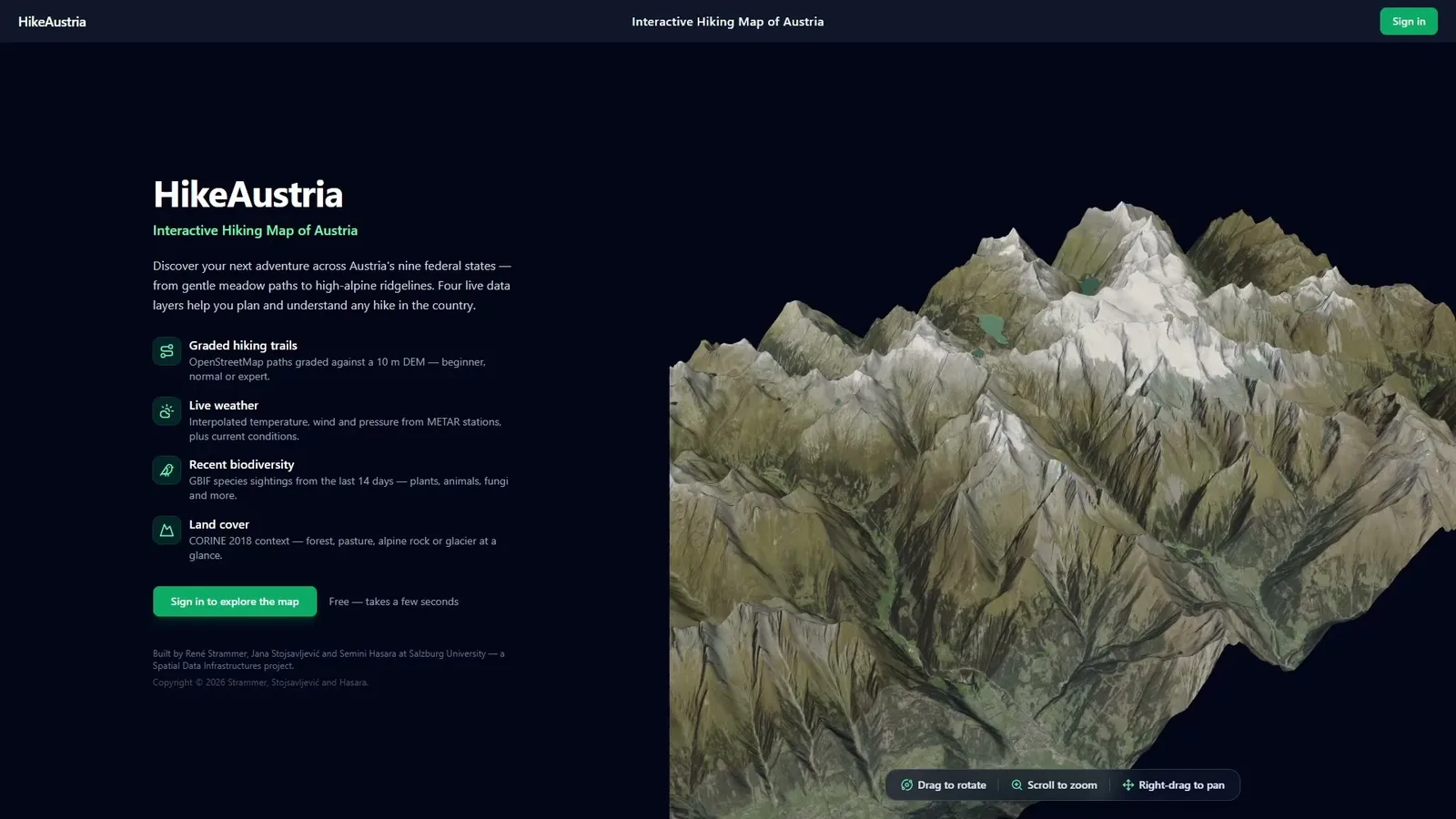 4 minute demo of the HikeAustria web-app